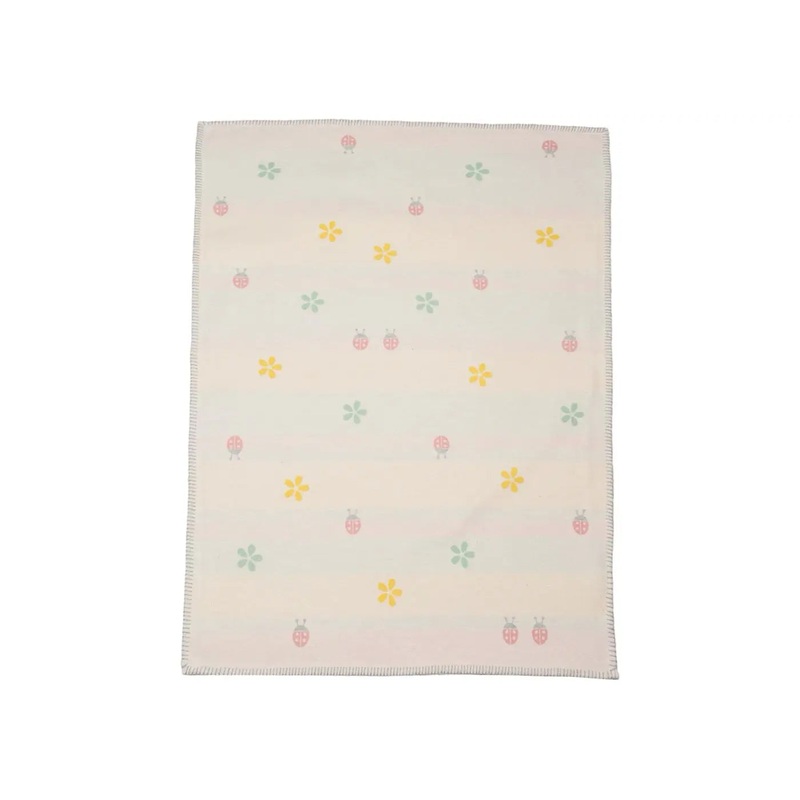 LENA baby blanket 100% org. cotton (GOTS) – ladybugs – offwhite